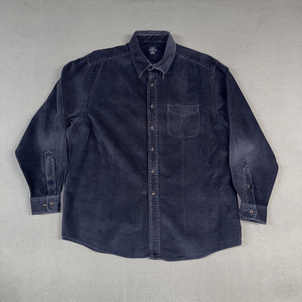 Brooks Brothers Shirt Mens XL Blue 346 Corduroy Long Sleeve Button Down Cotton